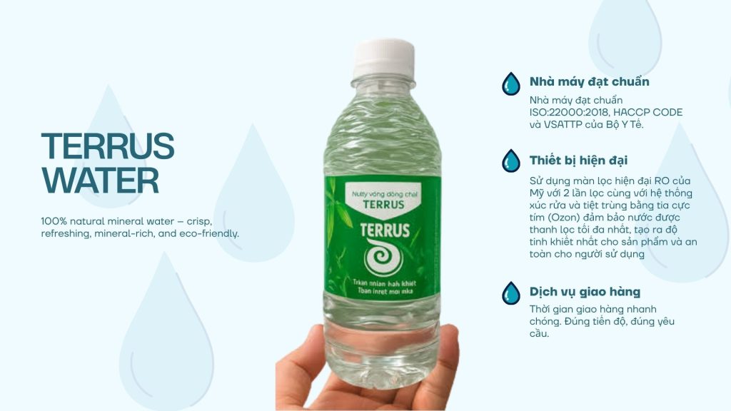Hãy để TERRUS WATER đồng hành cùng chiến lược nâng tầm nhận diện thương hiệu thời đại mới của doanh nghiệp bạn bằng những sản phẩm nước uống tinh khiết an toàn, thẩm mỹ và đẳng cấp nhất